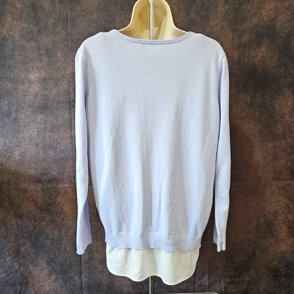 CALVIN KLEIN Layered Look Striped V-Neck Long Sleeve Sweater - Picture 5 of 10